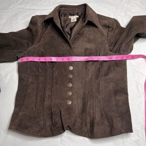 FIVE Diamonds Women Leather Jacket with Snap Buttons Front Brown Size M - Picture 9 of 11